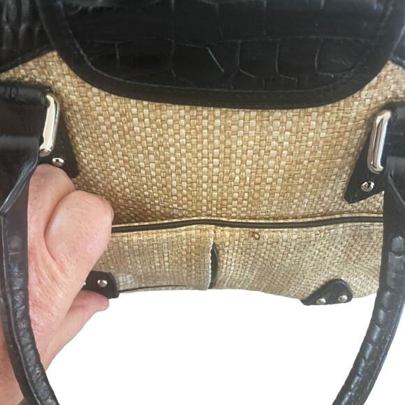 Cole Haan Amanda Straw and Leather Handbag - Picture 7 of 12